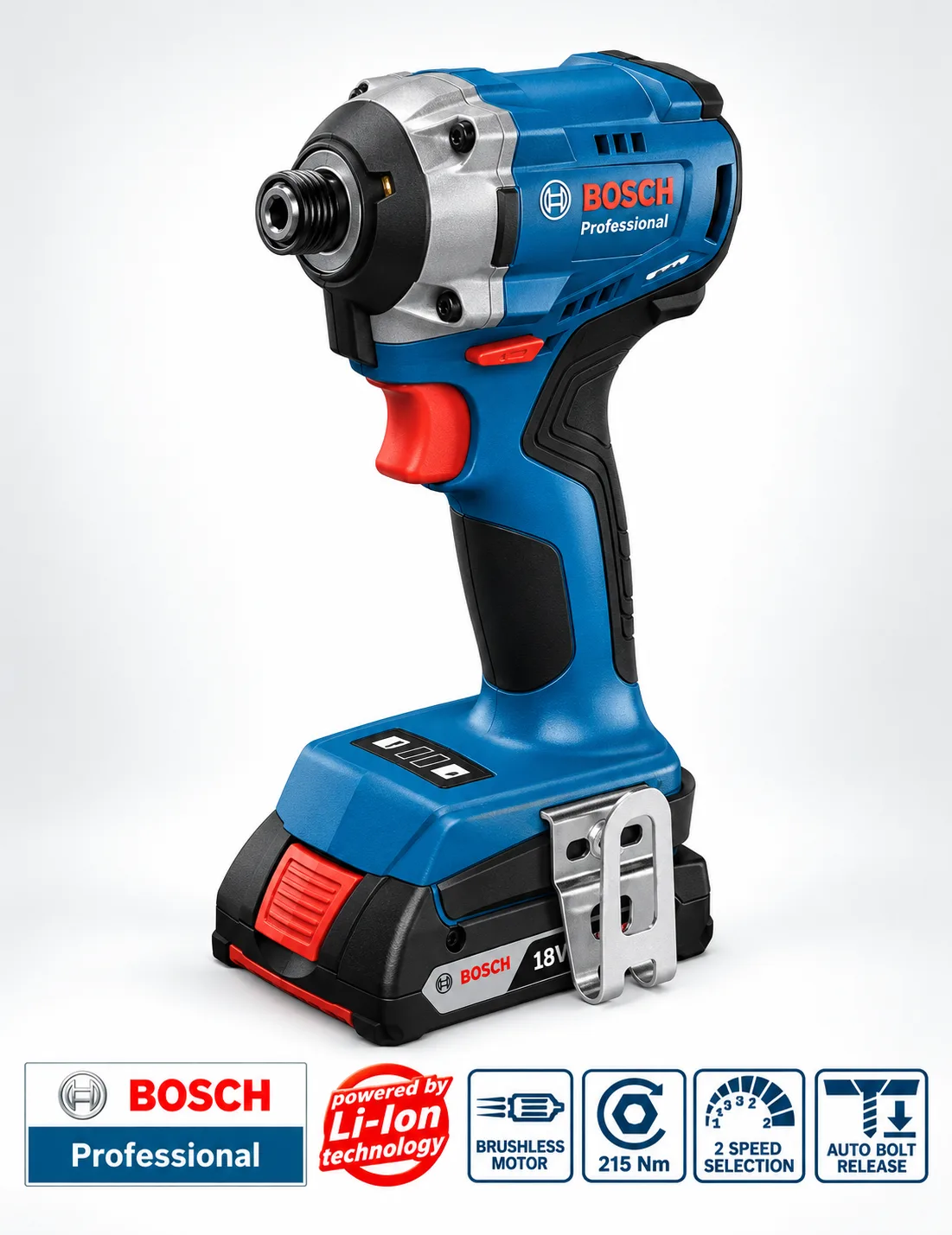 Bosch GDR 18V-215 Professional 18V Cordless Impact Driver Kit (2 Batteries)