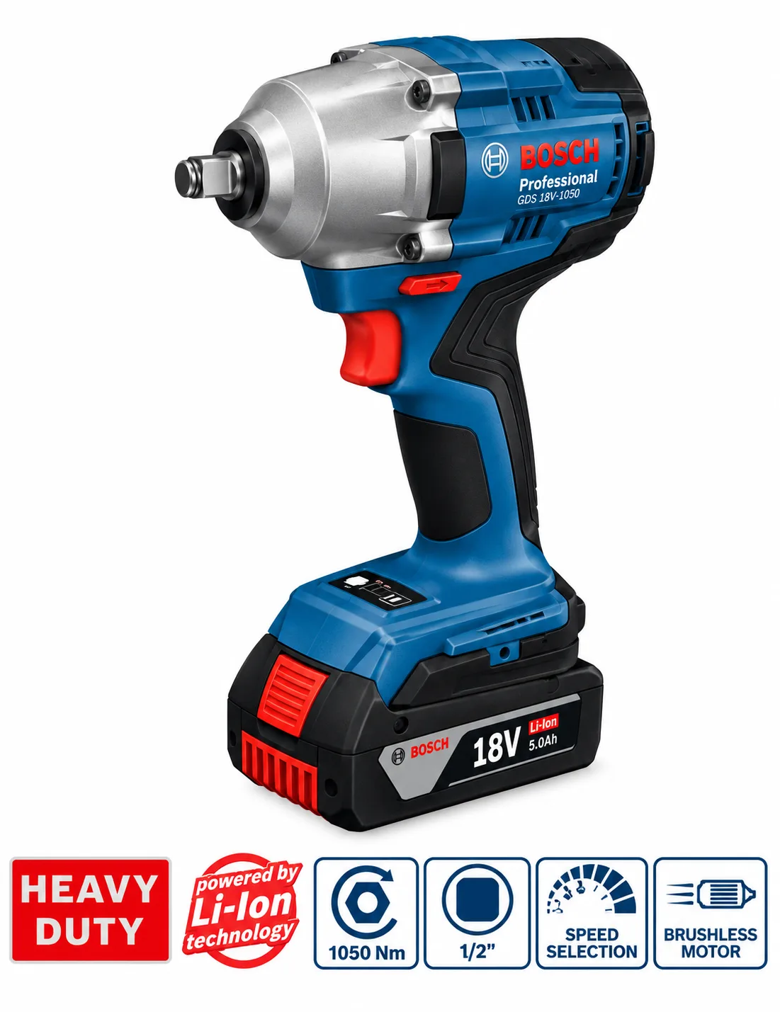 Bosch GDS 18V-780 Professional 18V Cordless Impact Wrench Kit (2 Batteries)