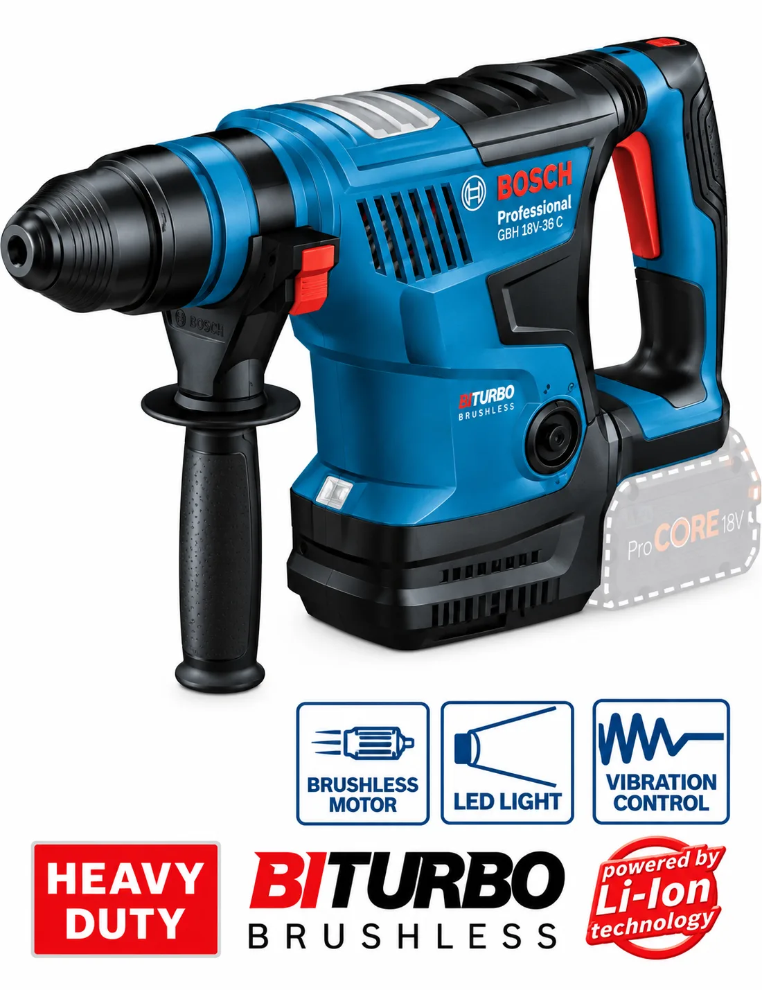 Bosch GBH 18V-34 CF Professional 18V Cordless Rotary Hammer Drill (Solo)