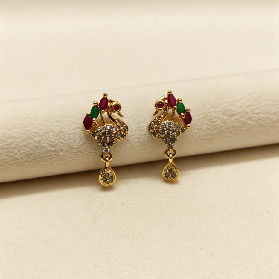Peacock Design Stone Earrings