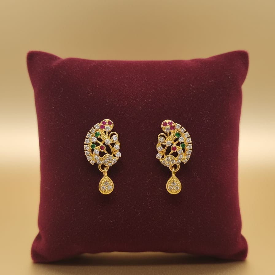 Peacock CZ Stone Drop Earrings