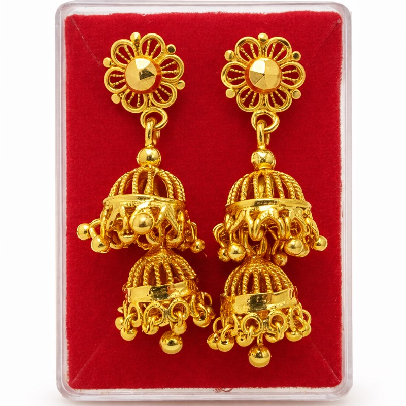Floral Top Double Jhumka Earrings