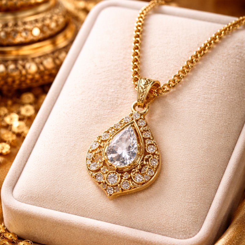 Gold Chain Pendant with Diamond