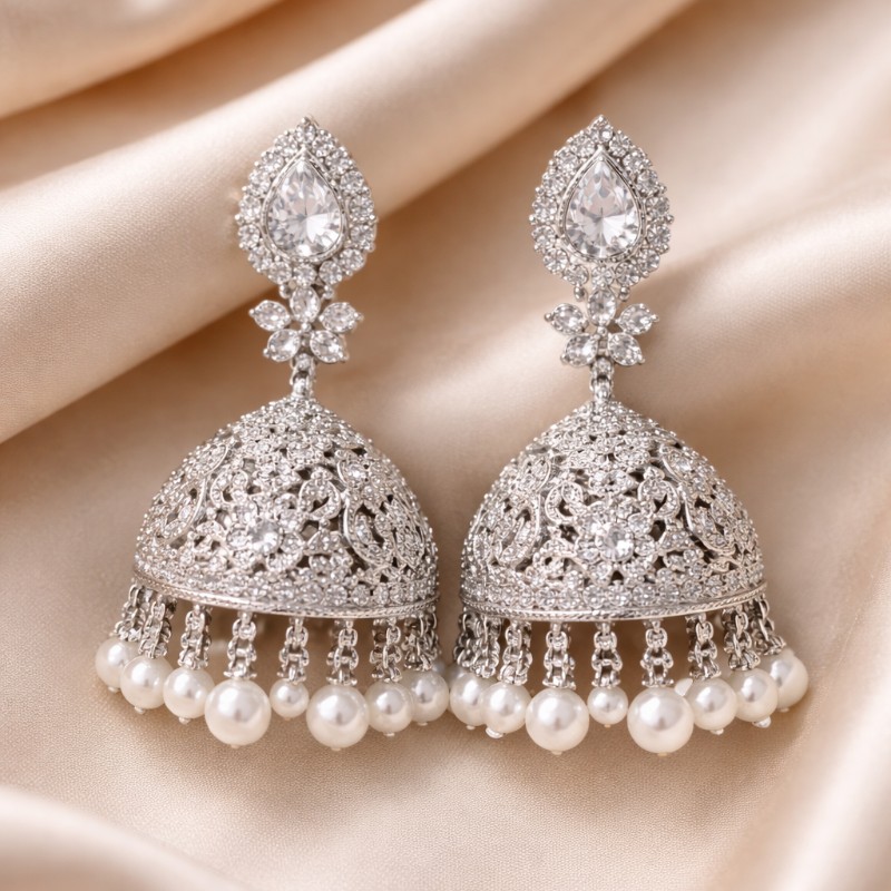 Silver Jhumkas