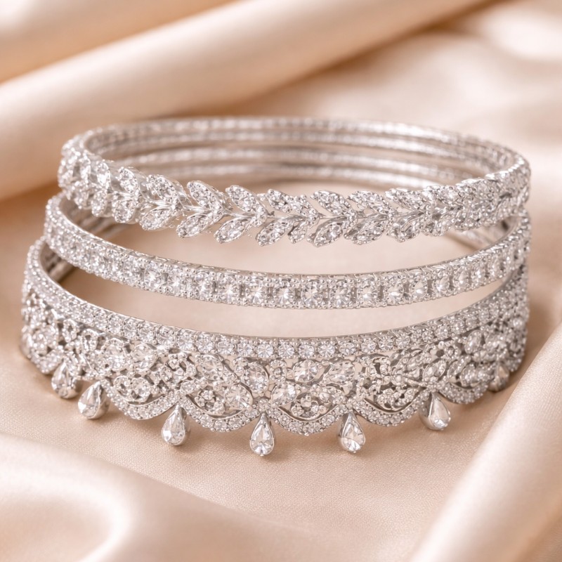 Silver Bangle and Bracelet Set