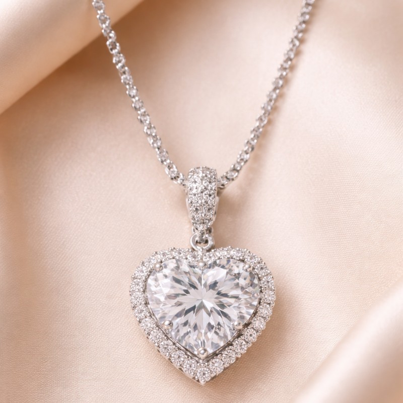 Silver Chain and Heart Shaped Silver Pendant