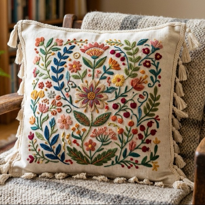 Embroidered Cushion Cover