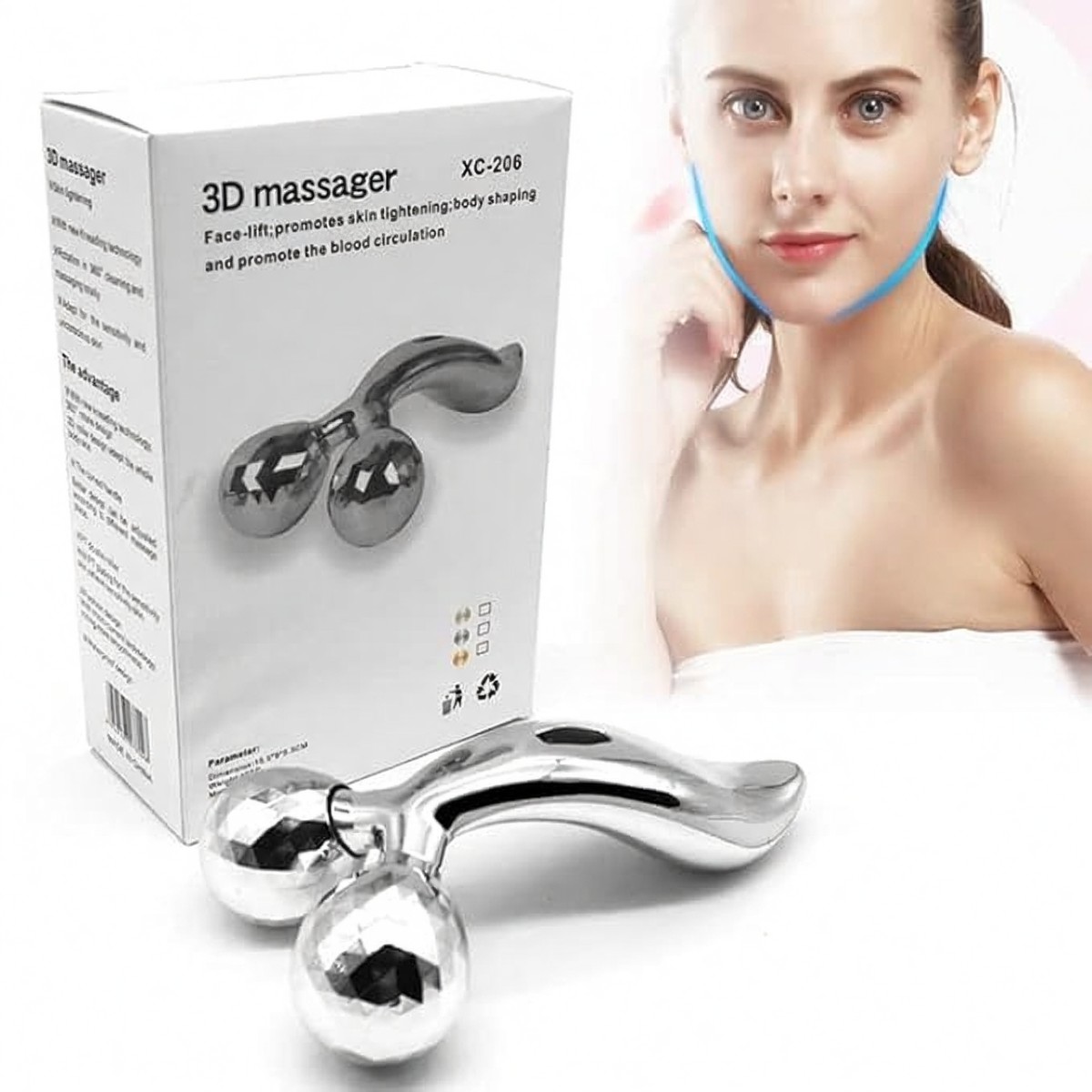 3d Massager Roller 360 Rotate Silver Thin Face Full Body Shape Lifting Wrinkle Remover Facial Massage Relaxation Tool Face Massager Skin Care 3d Full Body Massager