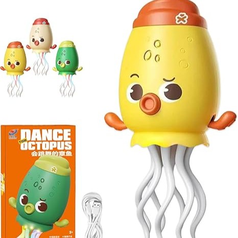 Electric Dancing Jellyfish Octopus Toy – Light &amp; Music Interactive Toy for Kids with LED Lights, Gesture Sensor, USB Rechargeable 360° Spin, Musical Fun Gift for Boys &amp; Girls