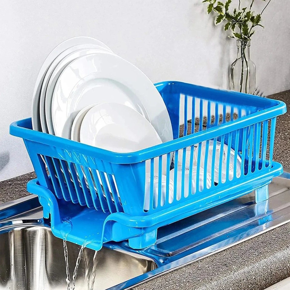 3 in 1 Large Durable Plastic Kitchen Dish Wash Drainer
