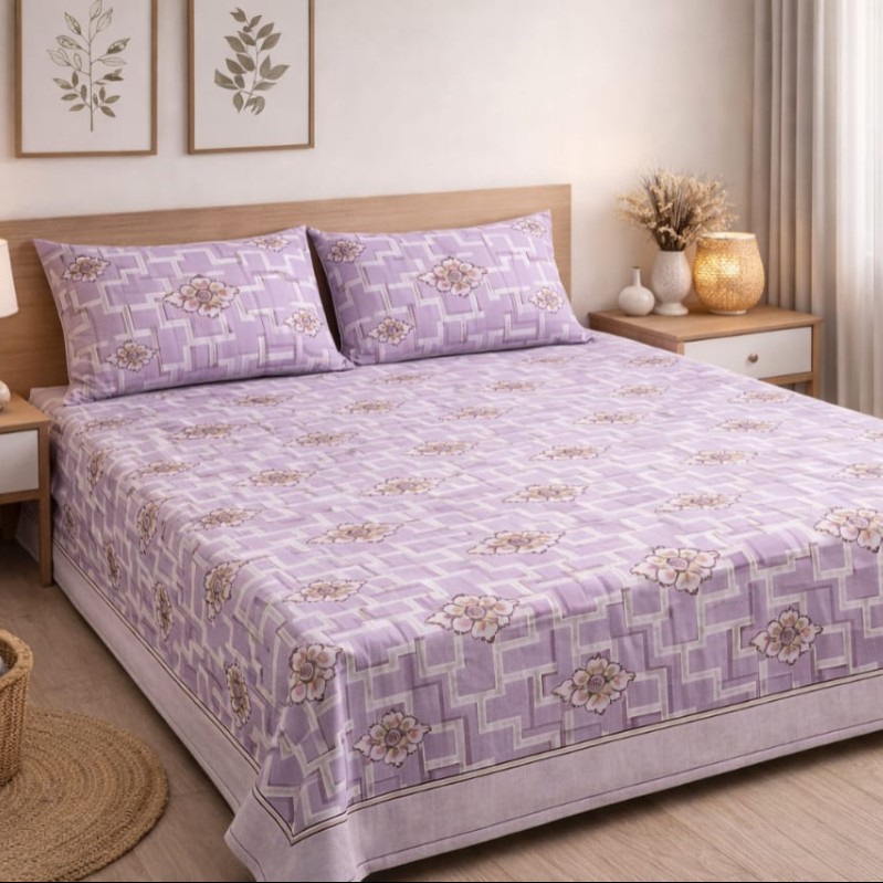 Premium Bed Sheet Plus Pillow Cover Baby Violet