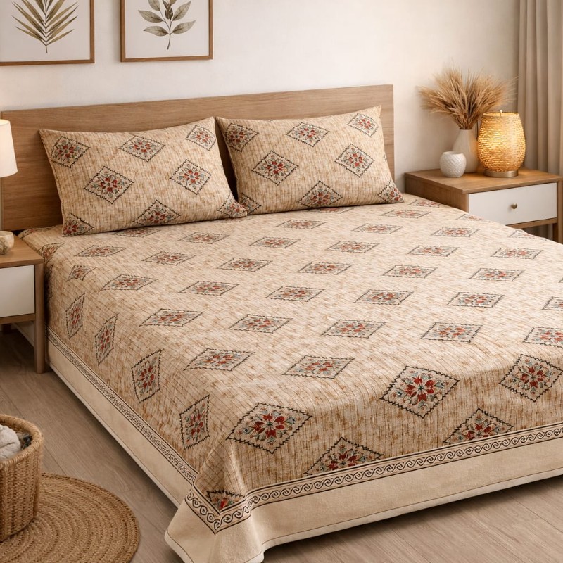 Premium Bed Sheet Plus Pillow Cover Baby Light Brown