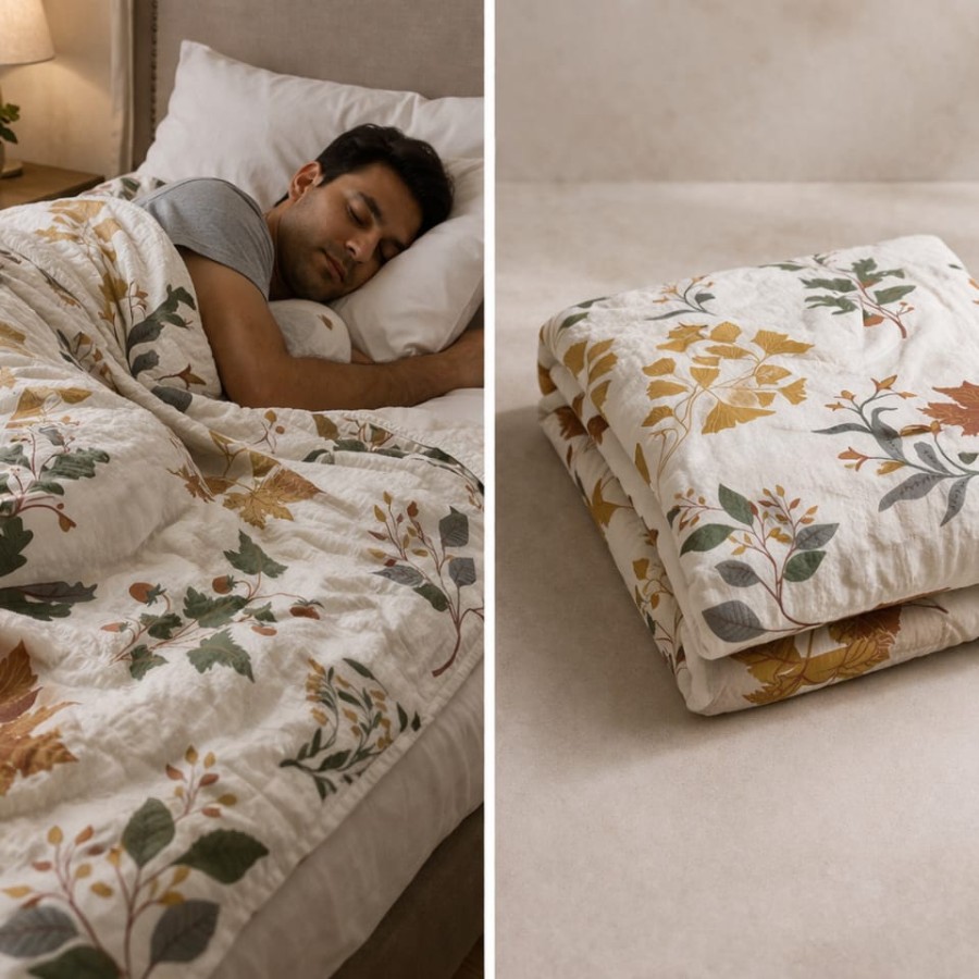 Premium Comforter White Floral