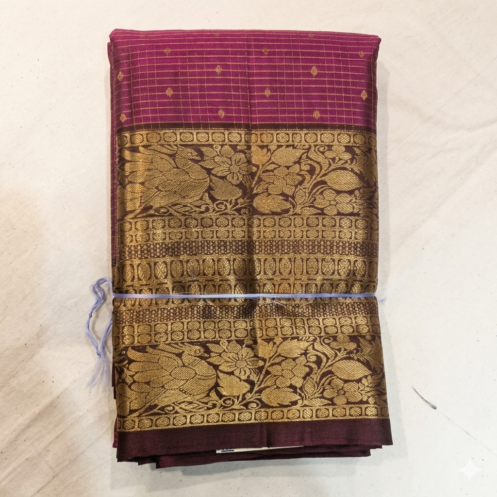 Kanchipuram Checks Butta Silk Saree
