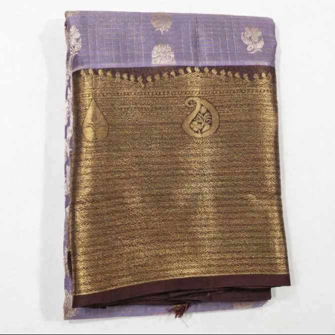Lavender Gold Zari Kanjivaram Saree