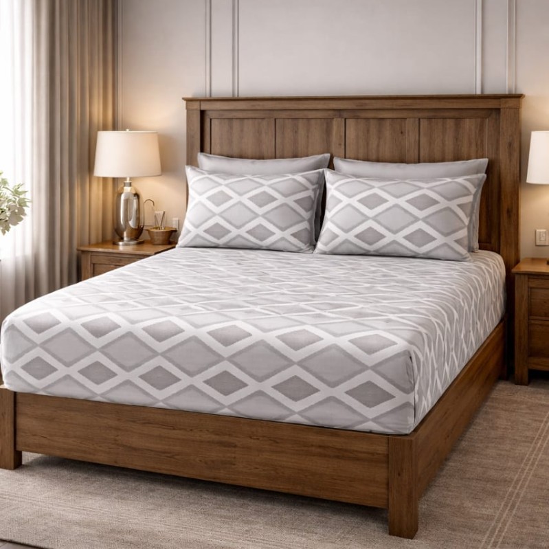Platinum Grid Premium King Bedsheet