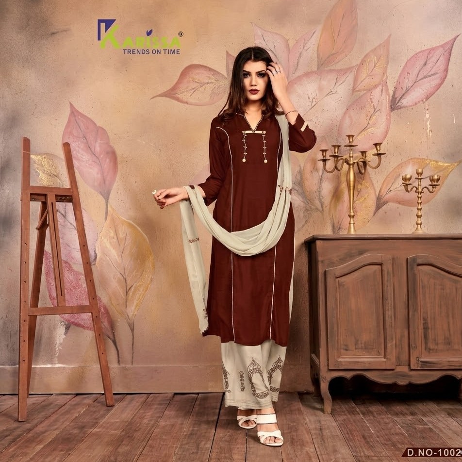 Straight Cut Kurti Palazzo Set with Dupatta