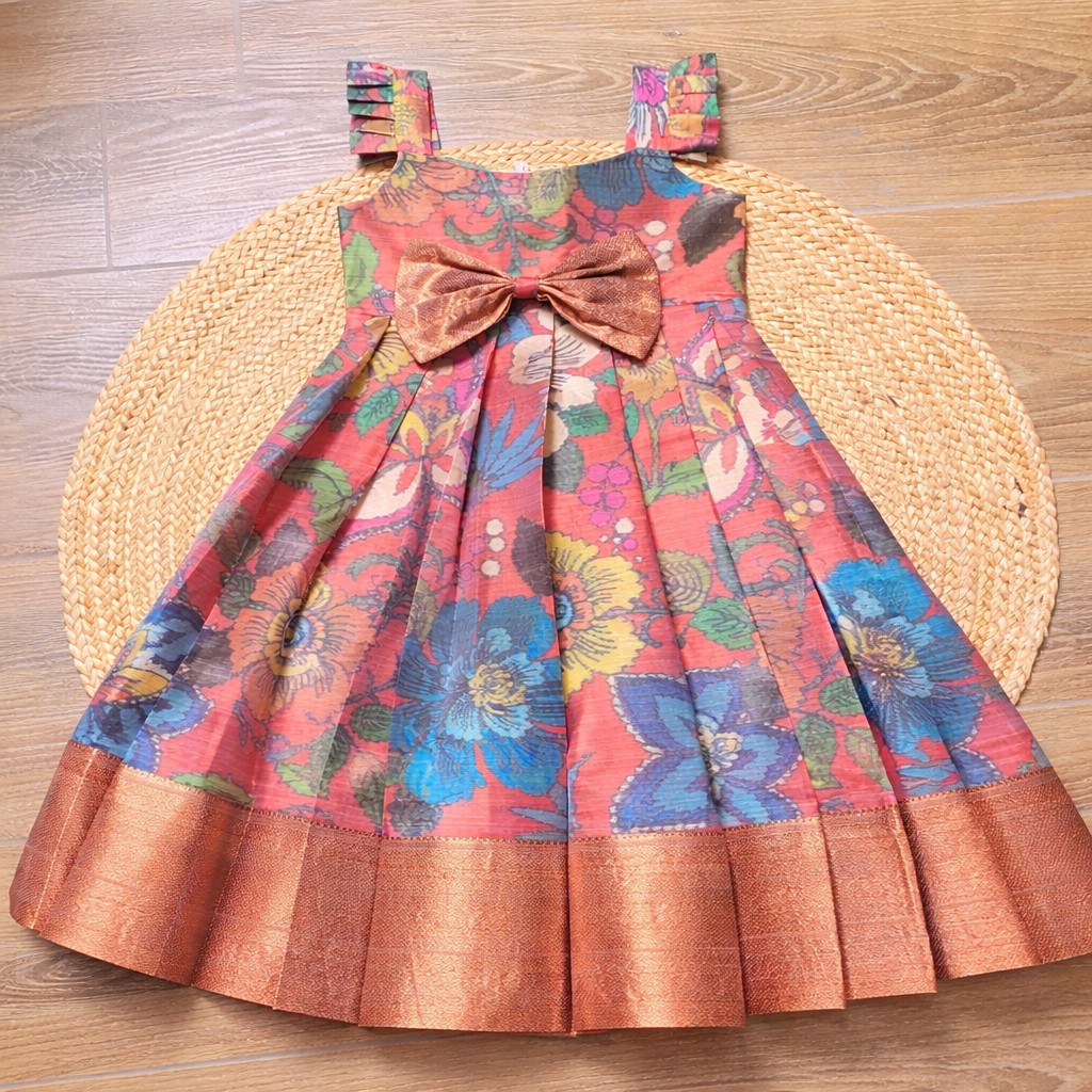 Sunset Blossom Pleated Dress