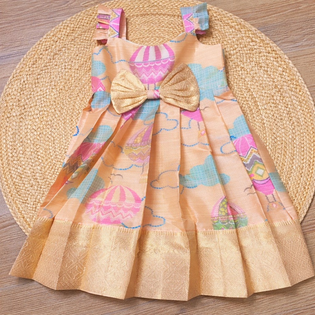 Golden Sky Pleated Party Frock