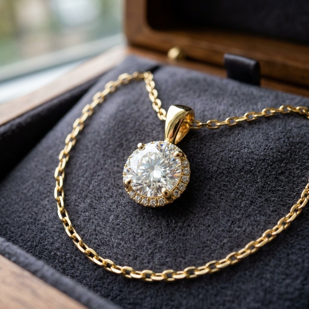 Gold Chain Pendant with Diamond