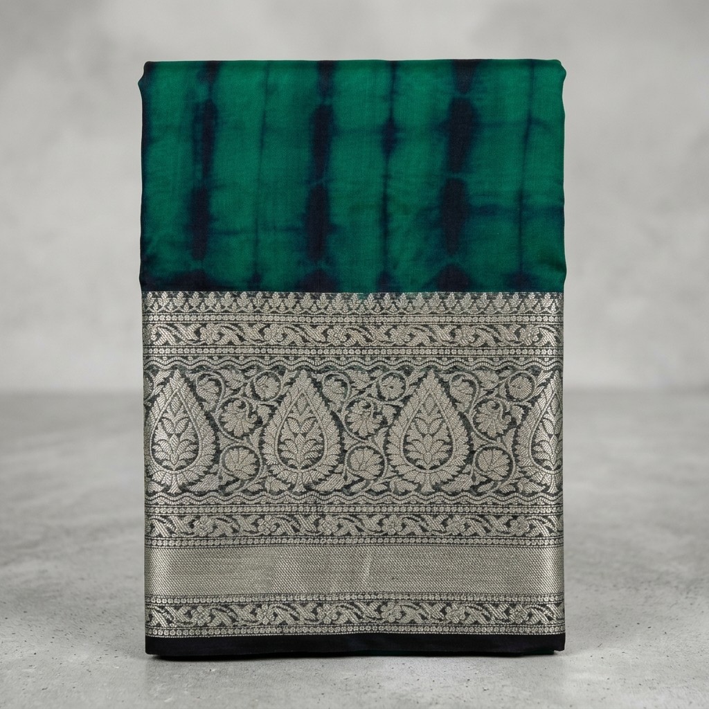 Green and Black Organza Saree