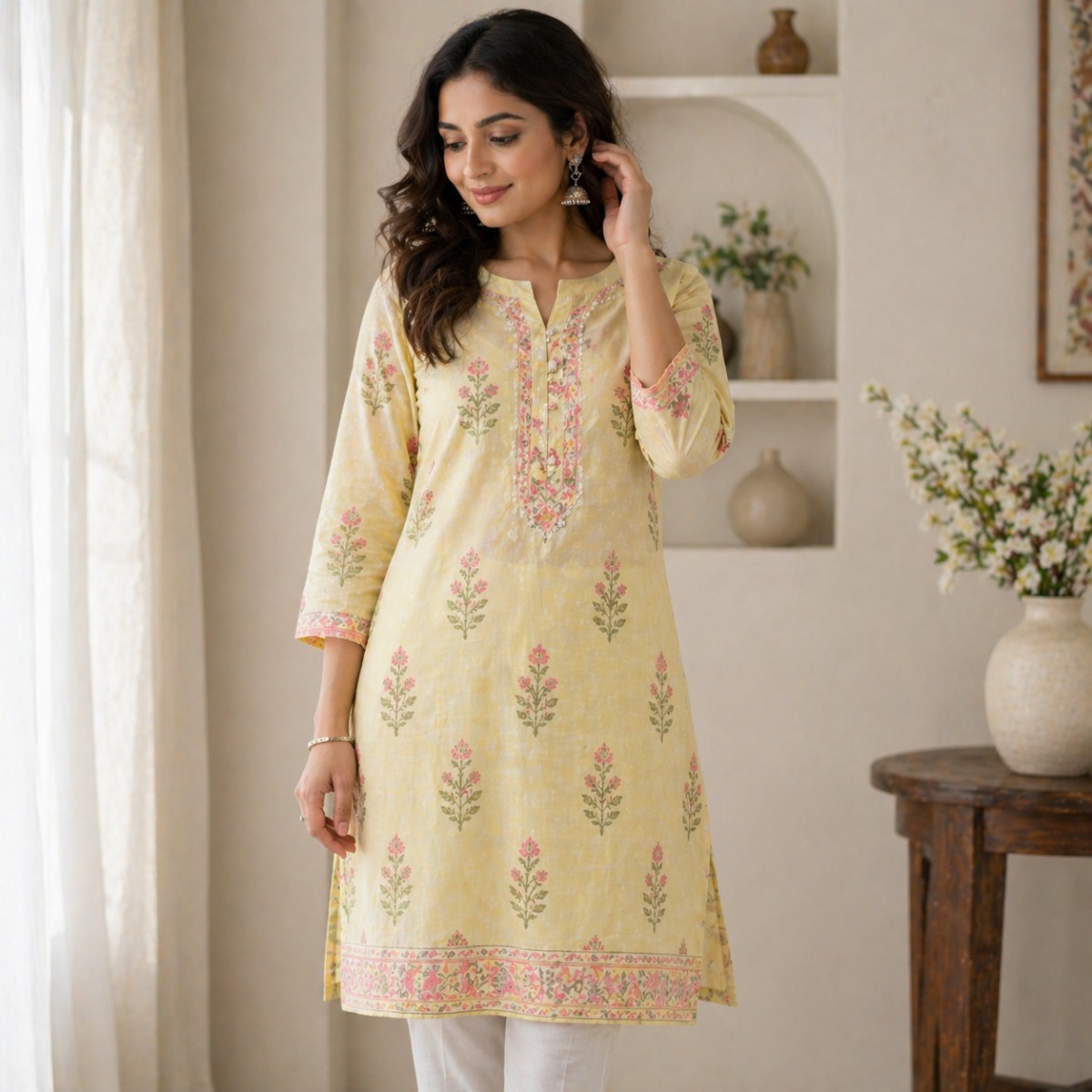 Rose Charm Printed Kurti