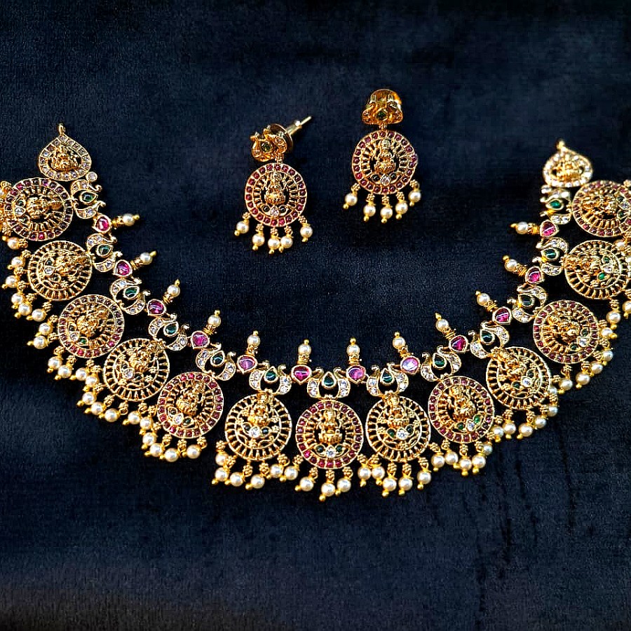 Antique Lakshmi Coin Temple Necklace Set