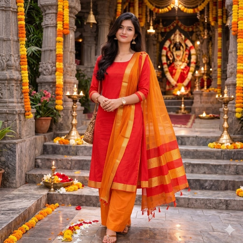 Divine Festive Red Kurta Set