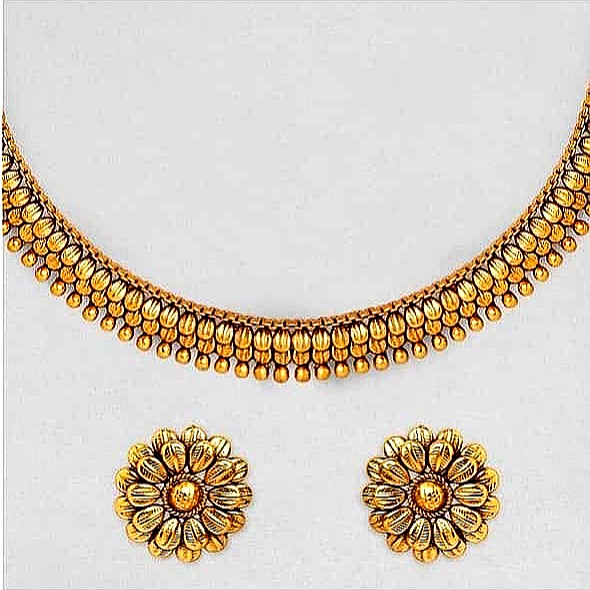 Classic Gold Bead Choker Necklace Set