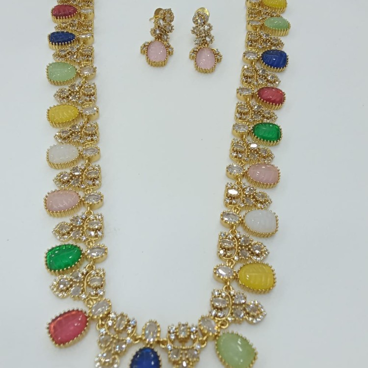Multicolor Gemstone Statement Necklace Set