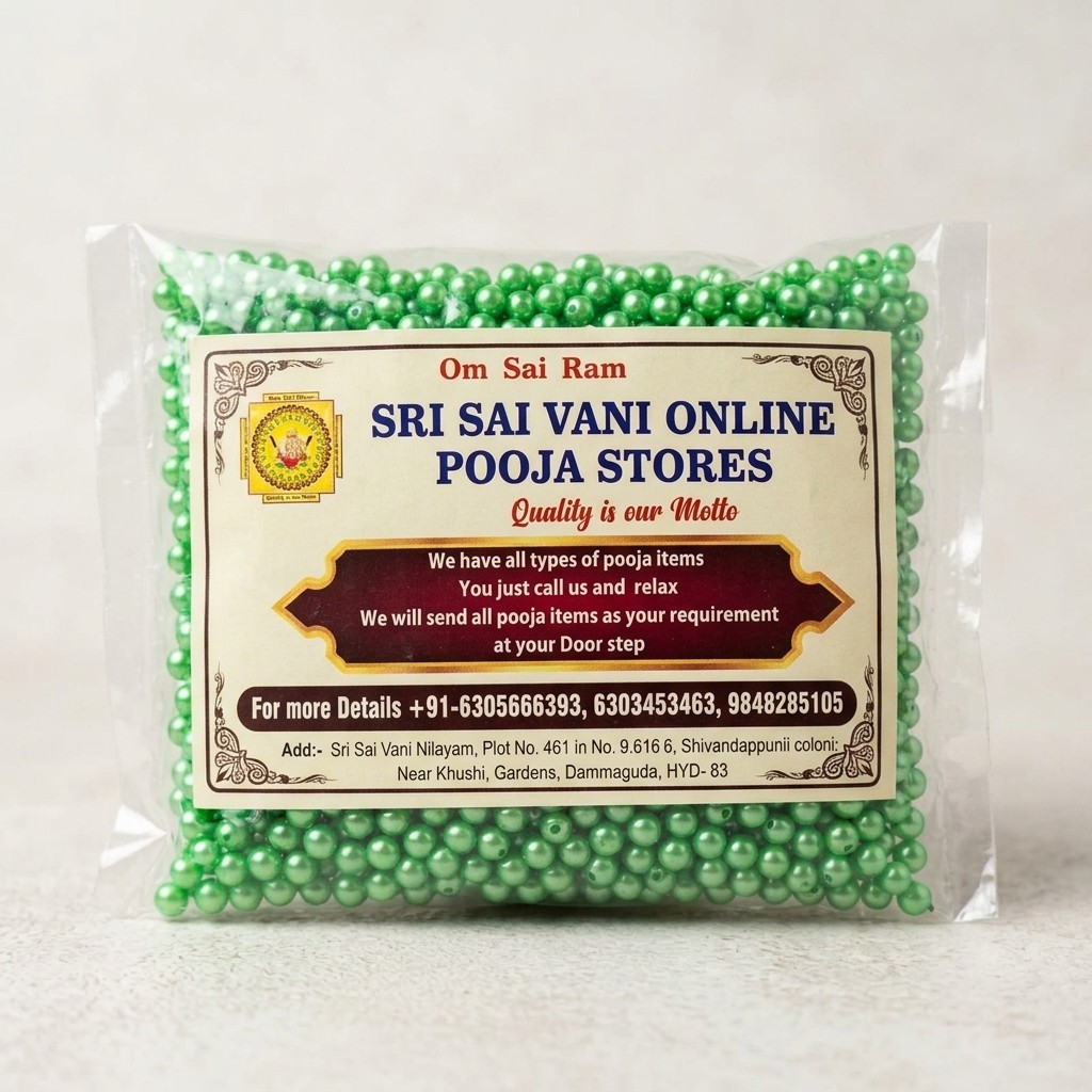 Thalambra Pusalu (తలంబ్రాల పూసలు) - Sacred Green Beads for Pooja and Spiritual Rituals
