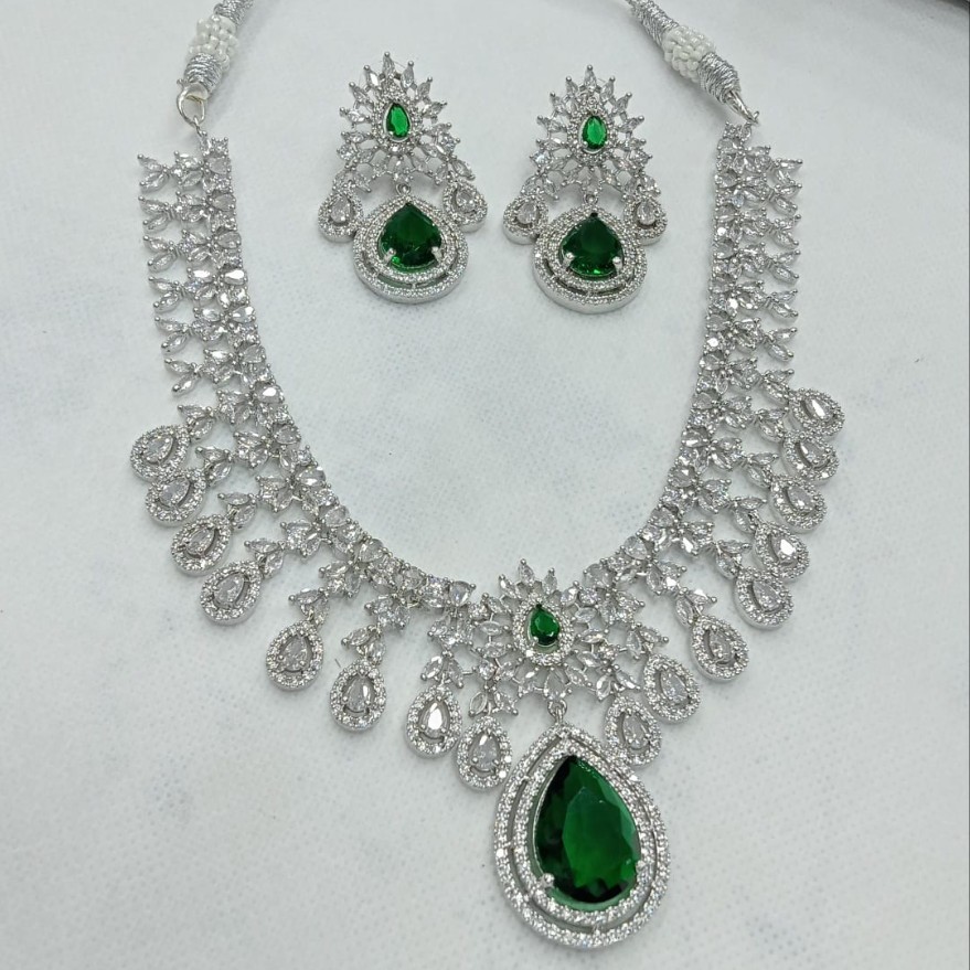 Emerald Crystal Bridal Necklace Set