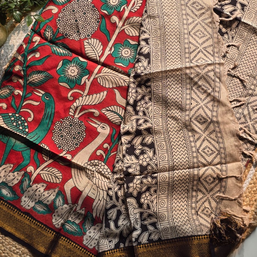 Peacock Garden Kalamkari Dupatta