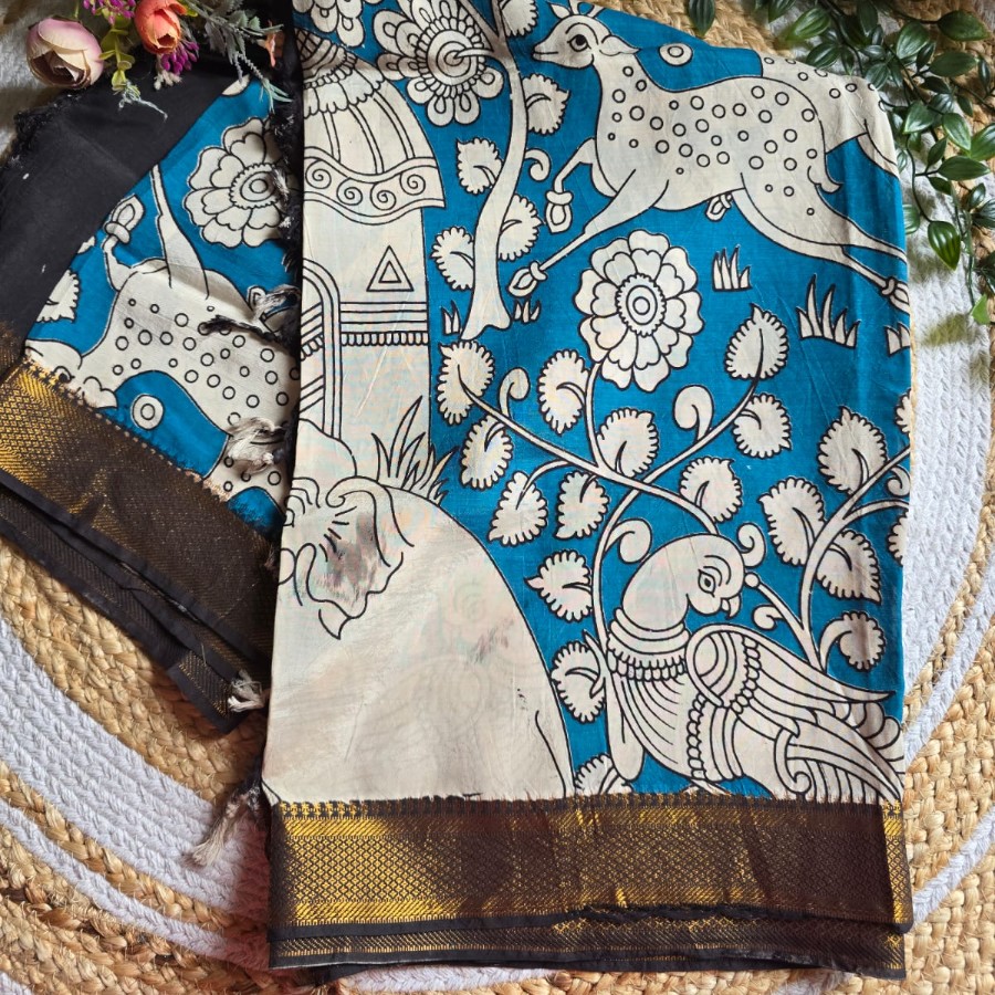 Forest Deer Elegance Kalamkari Dupatta