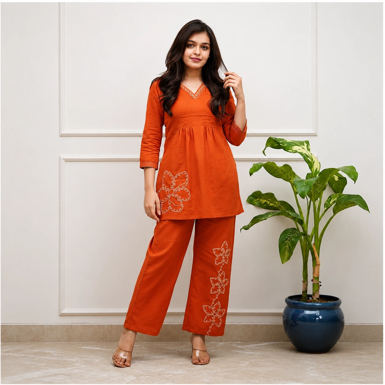 Rust Orange Floral Co-Ord Set