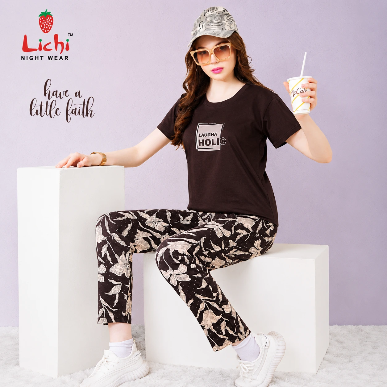 Laughaholic Floral Night Suit