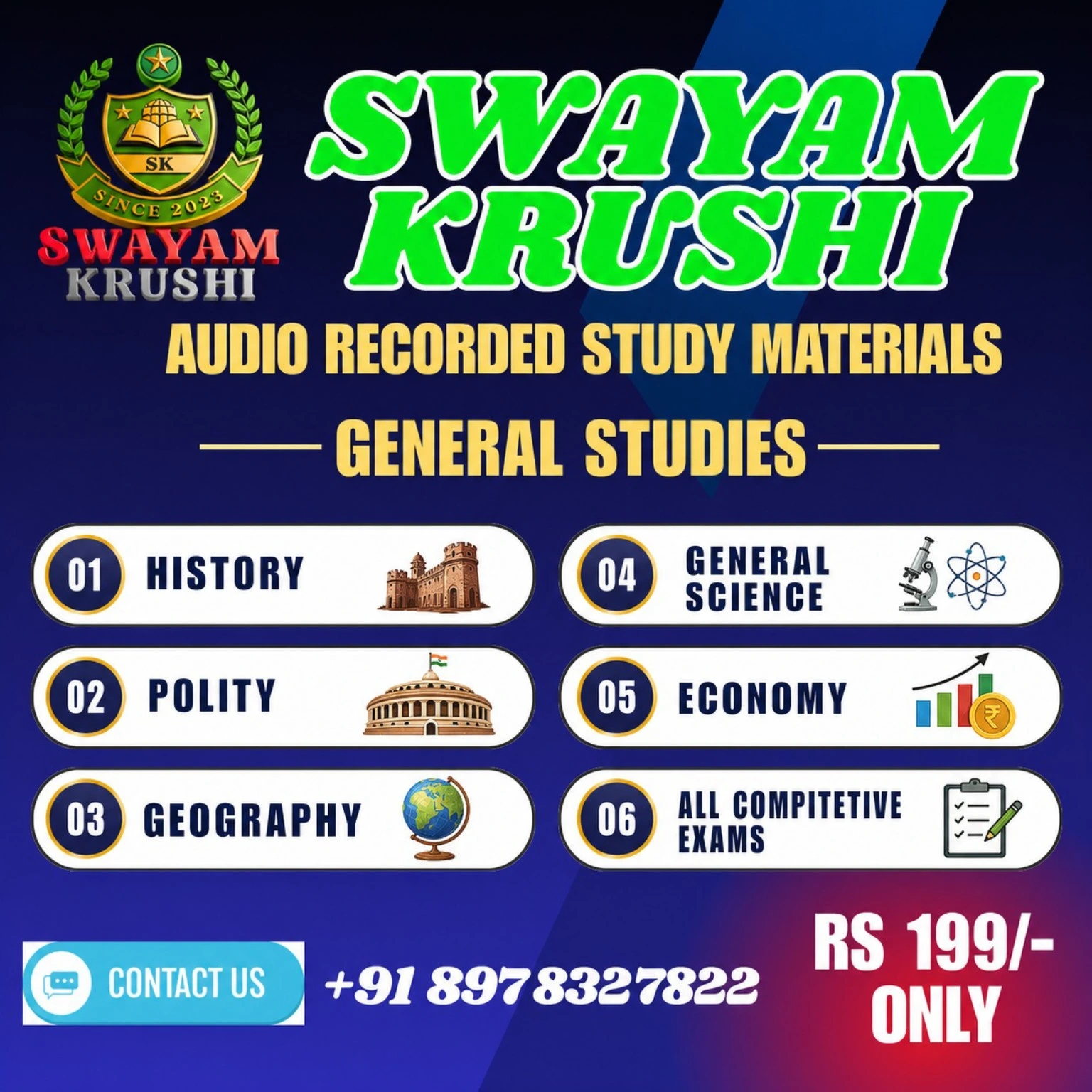 Audio Recorded Study Materials for General Studies