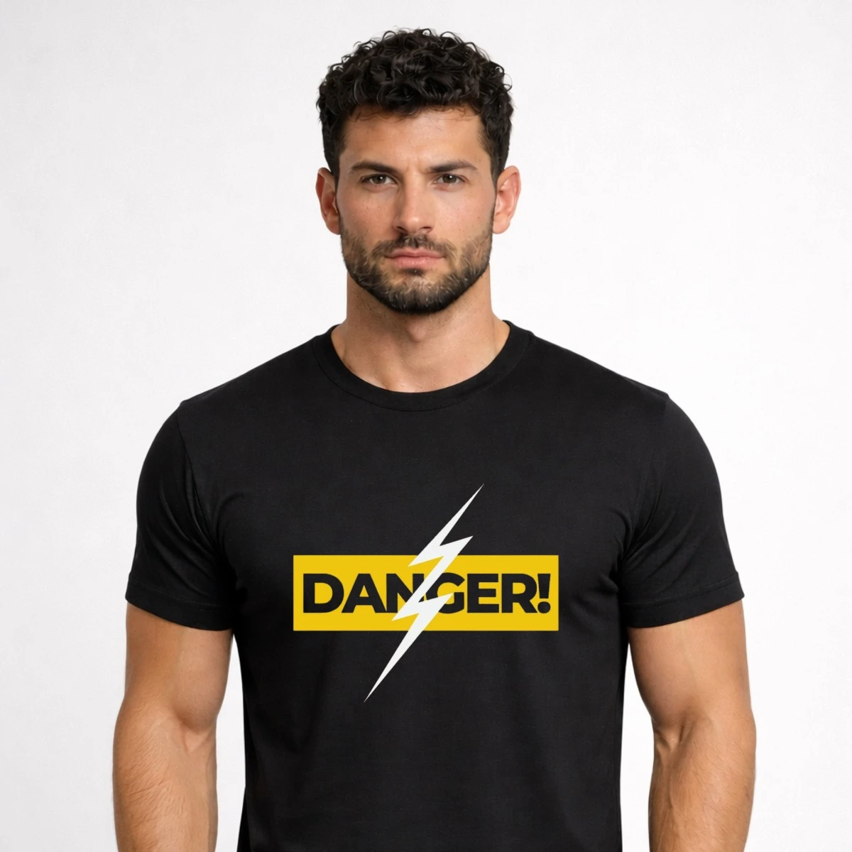 Danger Bolt Black Printed T-Shirt