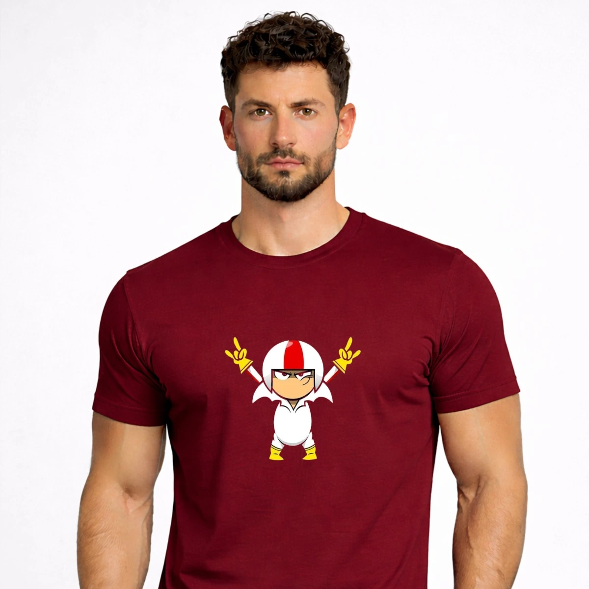 Cartoon Rock Star Maroon T-Shirt