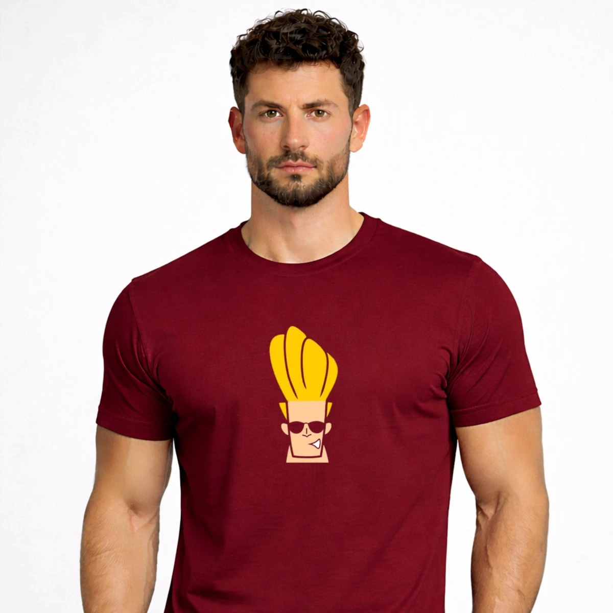 Cool Boy Face Maroon Printed T-Shirt