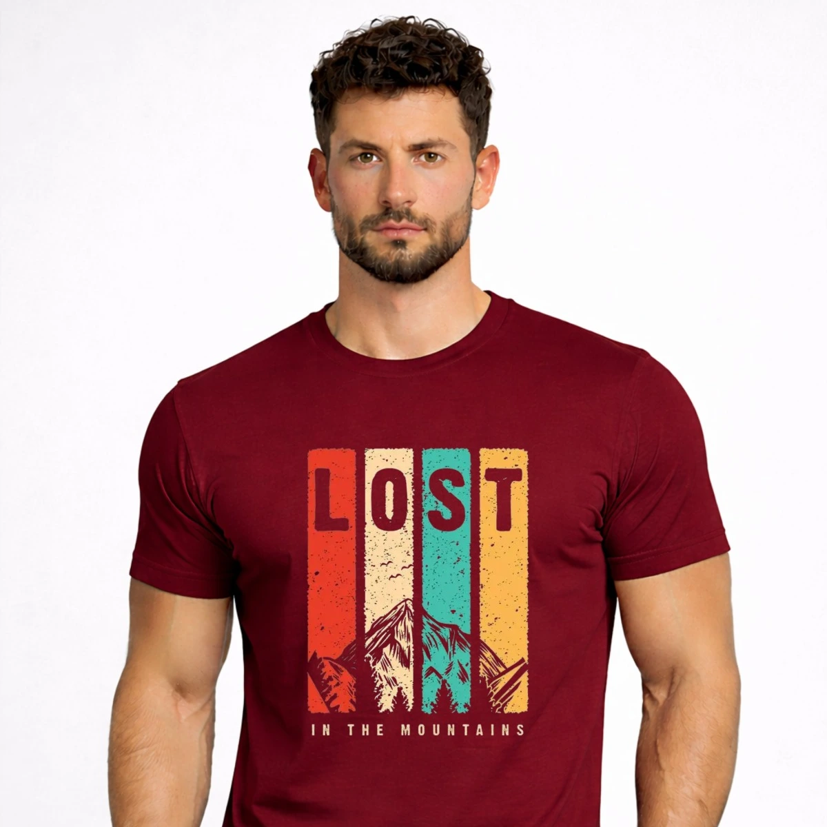 Lost In The Mountains Maroon T-Shirt