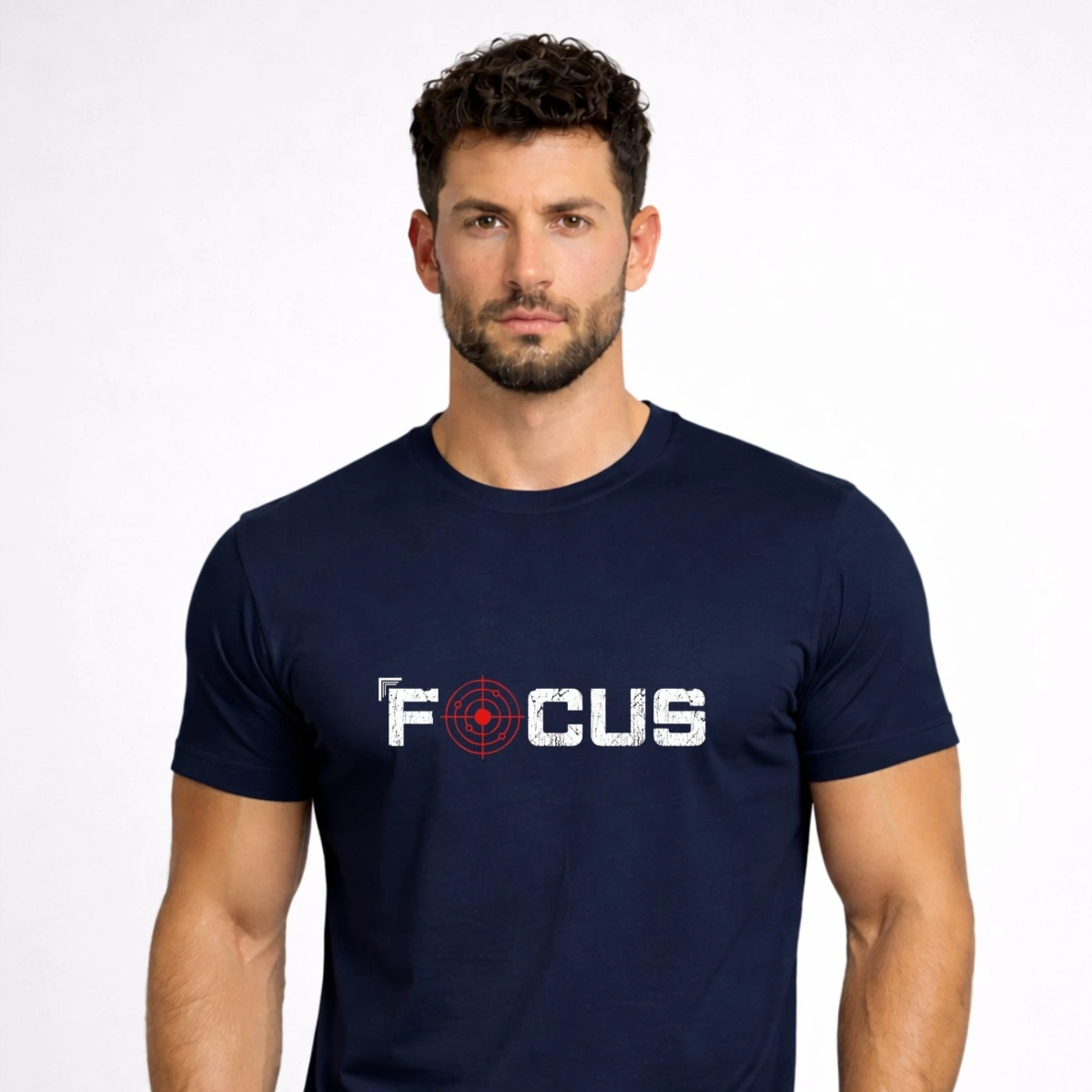 Focus Navy Blue Printed T-Shirt