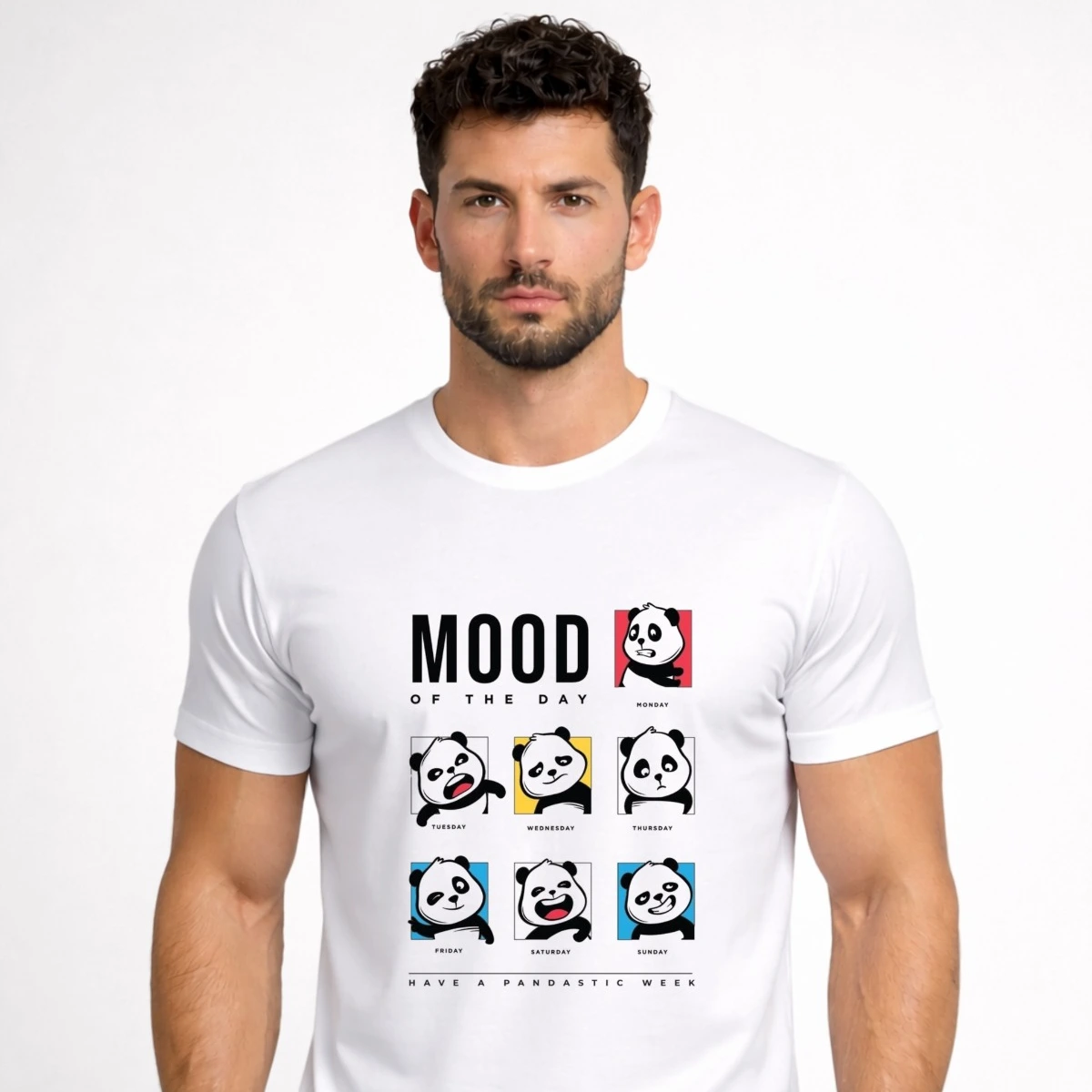 Panda Mood White T-Shirt
