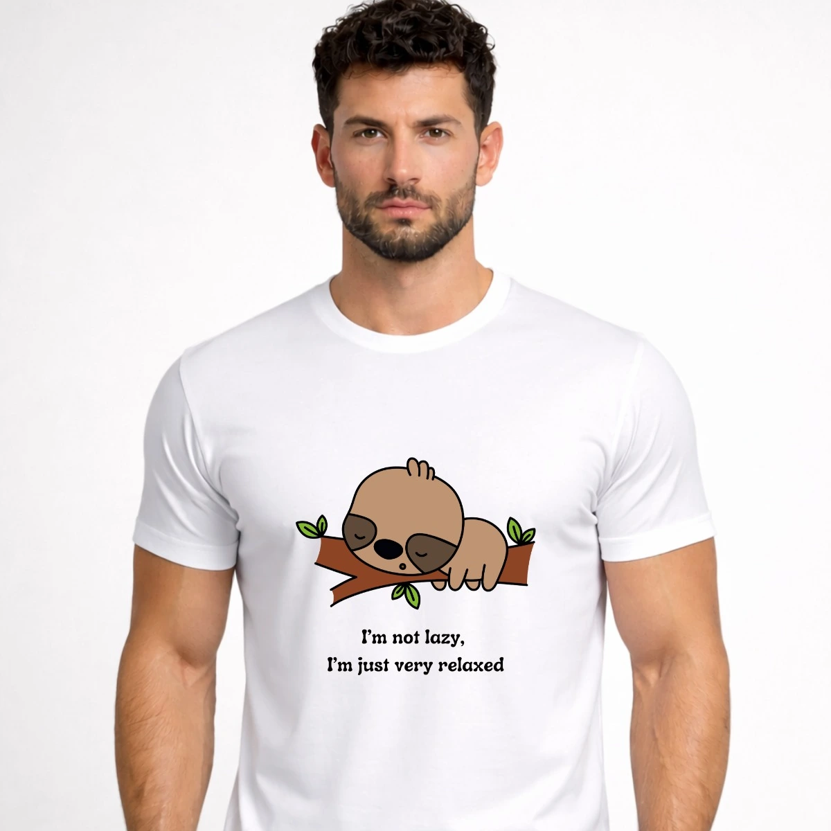 Relaxed Sloth White T-Shirt