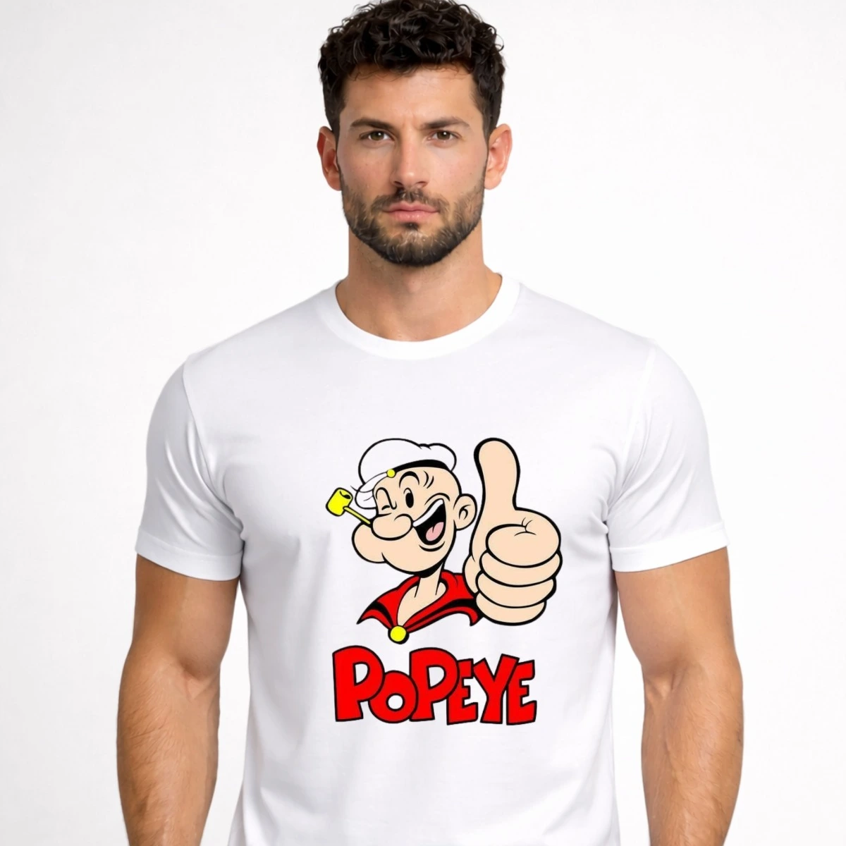 Popeye White Printed T-Shirt