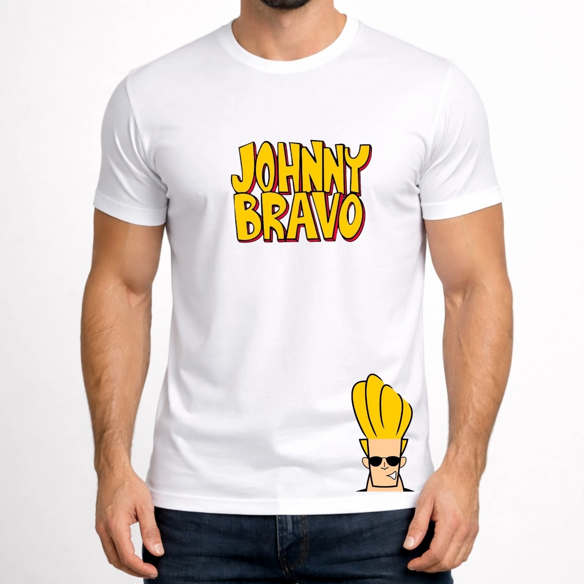 Johnny Bravo White T-Shirt