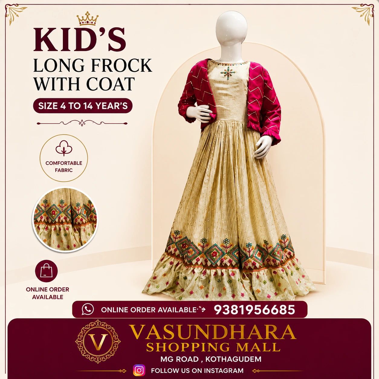 Kids Long Frock with Coat