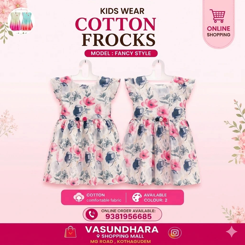 Girls Cotton Floral Frock