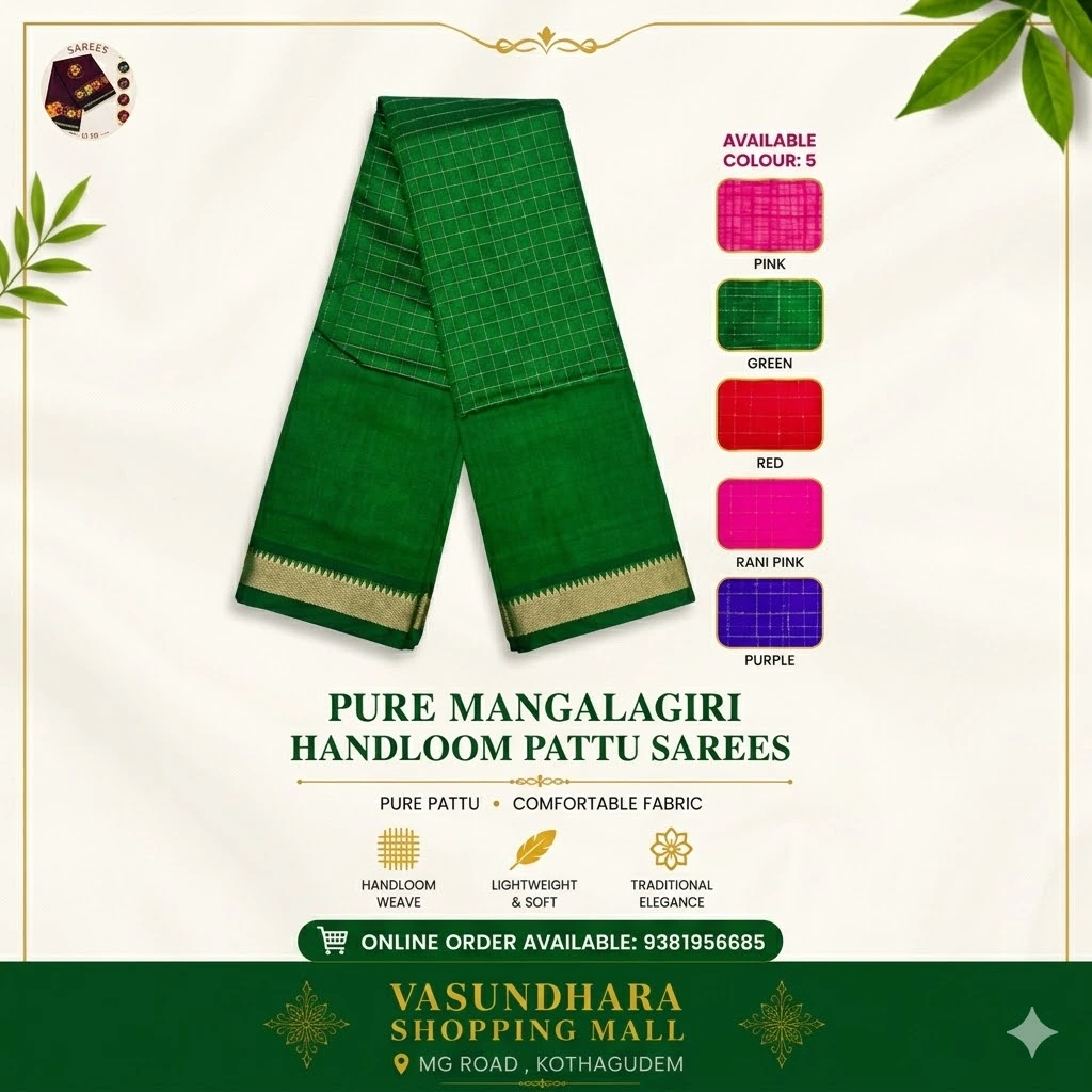 Pure Mangalagiri Handloom Pattu Saree A12