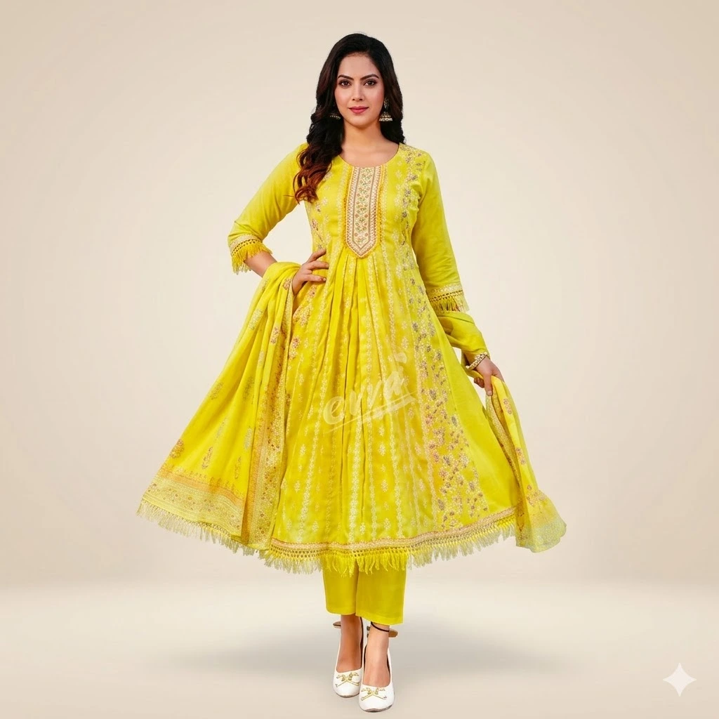 Anarkali 3 Piece Kurthi Set